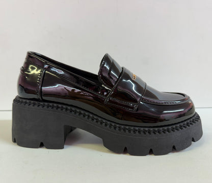 MODEL-13 BLACK PATENT LEATHER CHUNKY EDGY ACADEMIA STYLE PLATFORM LOAFER