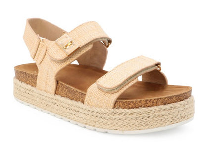 CHIARA-20 Tan Raffia Double Strap Sandal