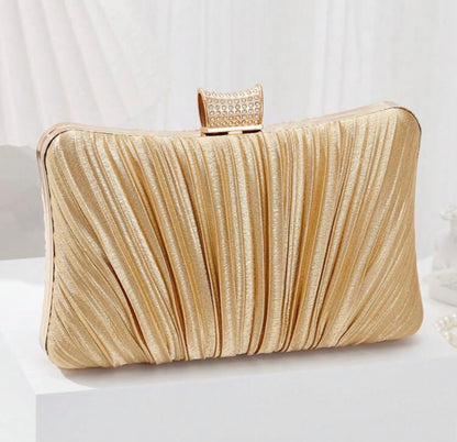 KELLY GOLD PLEATED EVENING CLUTCH