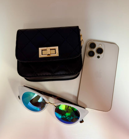 JANAE BLACK MINI BAG WITH CROSS BODY STRAP