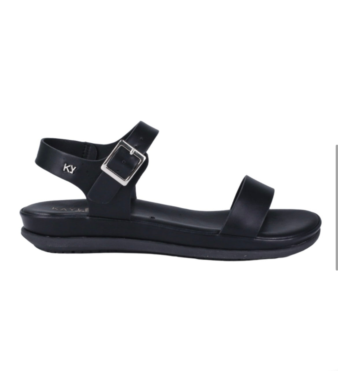 REXBURG-62 BLACK FAUX LEATHER CUSHIONED SANDAL