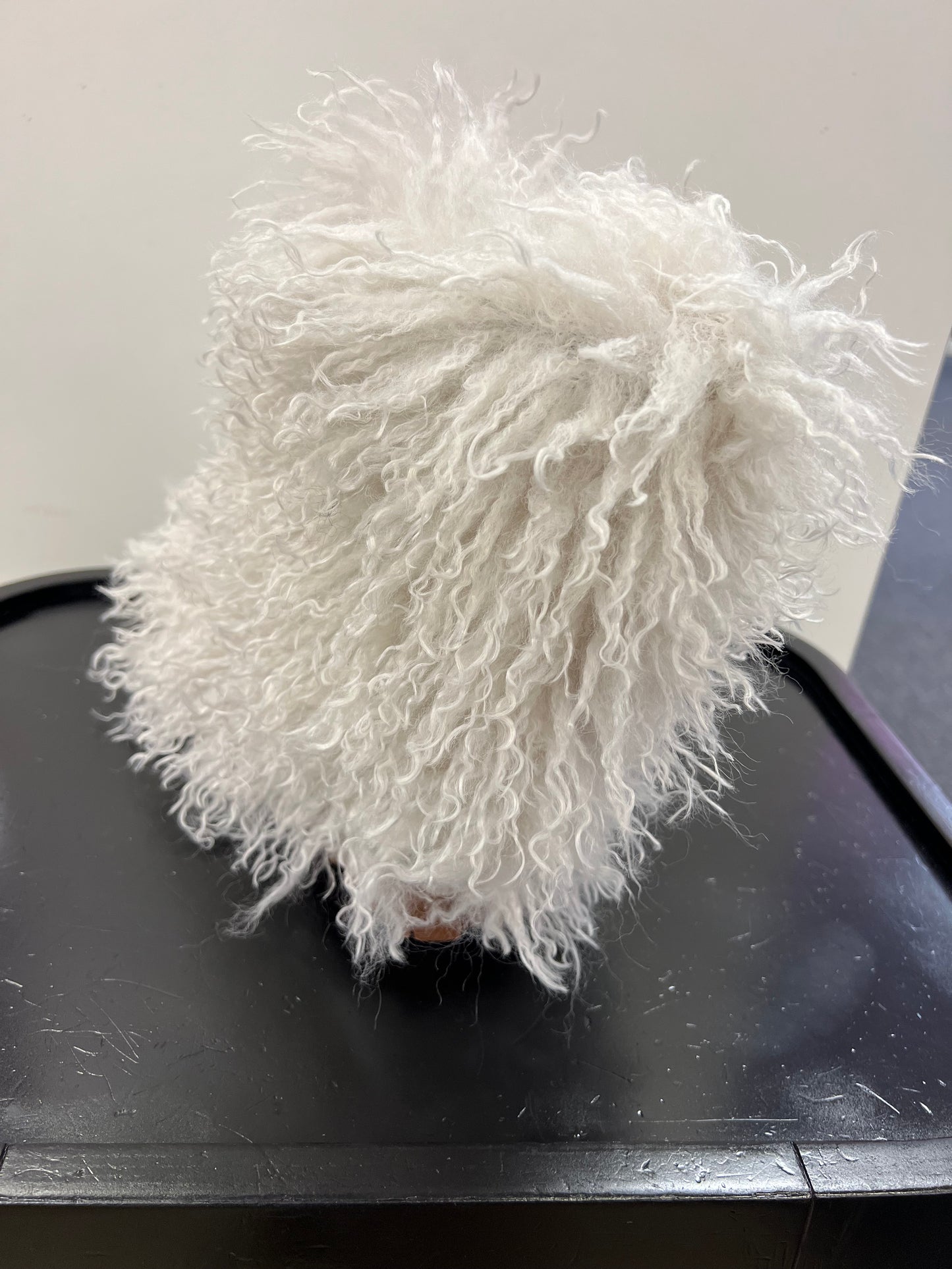 GOGO-3 OFF WHITE CURLY FUR SLIP ON BOOTS