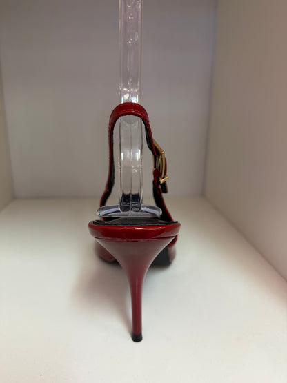 GRACIELA PATENT LEATHER POINTY TOE SLING BACK PUMP Burgundy