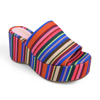 EAGLE-1 MULTI COLOR PLATFORM WEDGE MULE SANDAL