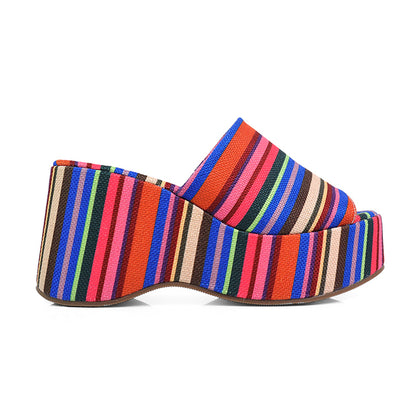 EAGLE-1 MULTI COLOR PLATFORM WEDGE MULE SANDAL