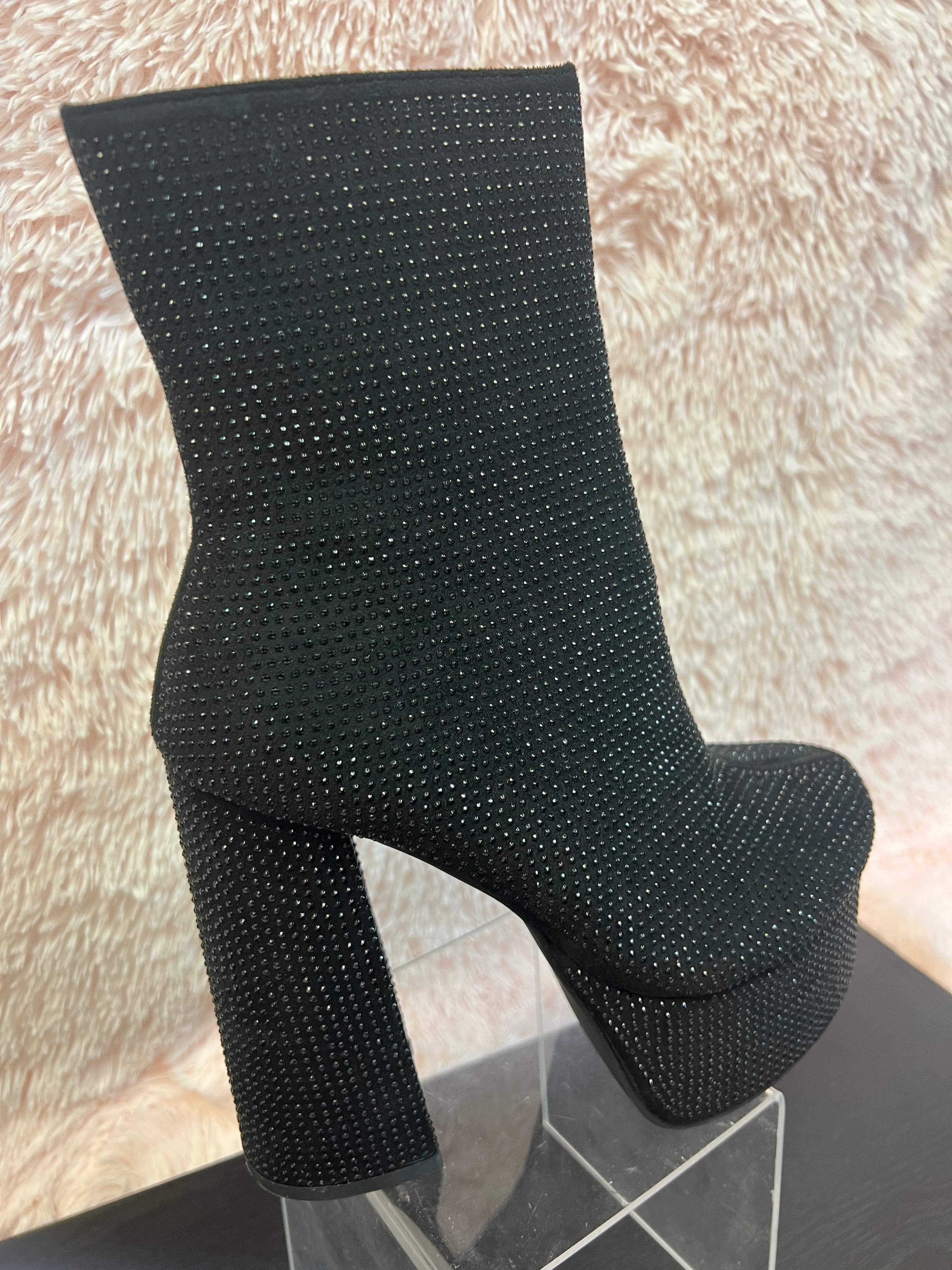 KLORIS-20 Black Chunky Block Heel, Approx. 4.5