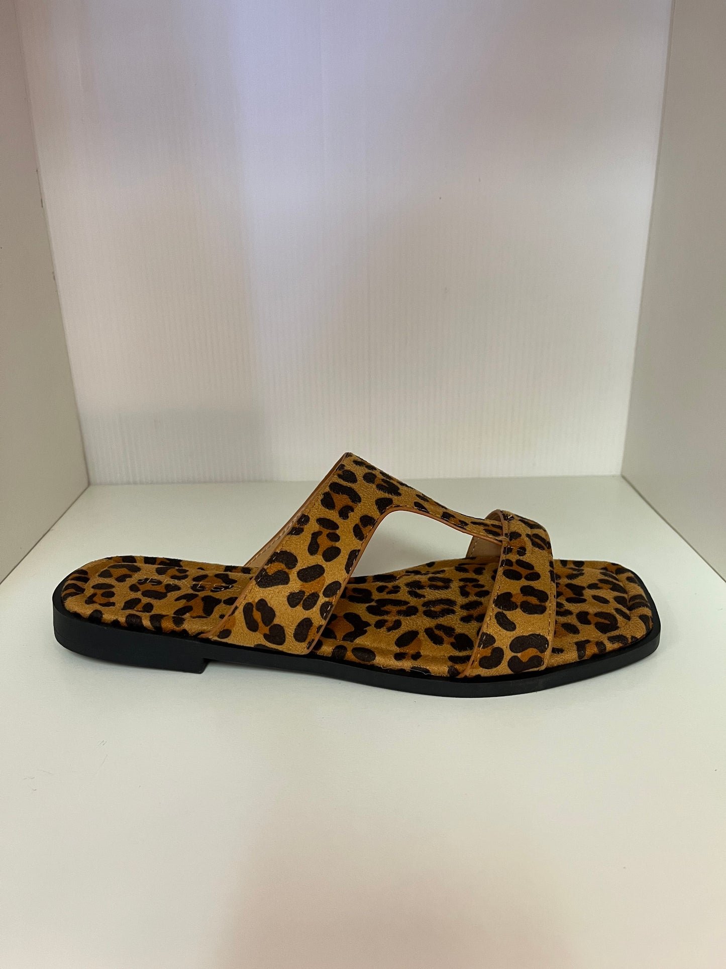 THELMA LEOPARD PRINT SLIP ON FLAT SANDAL