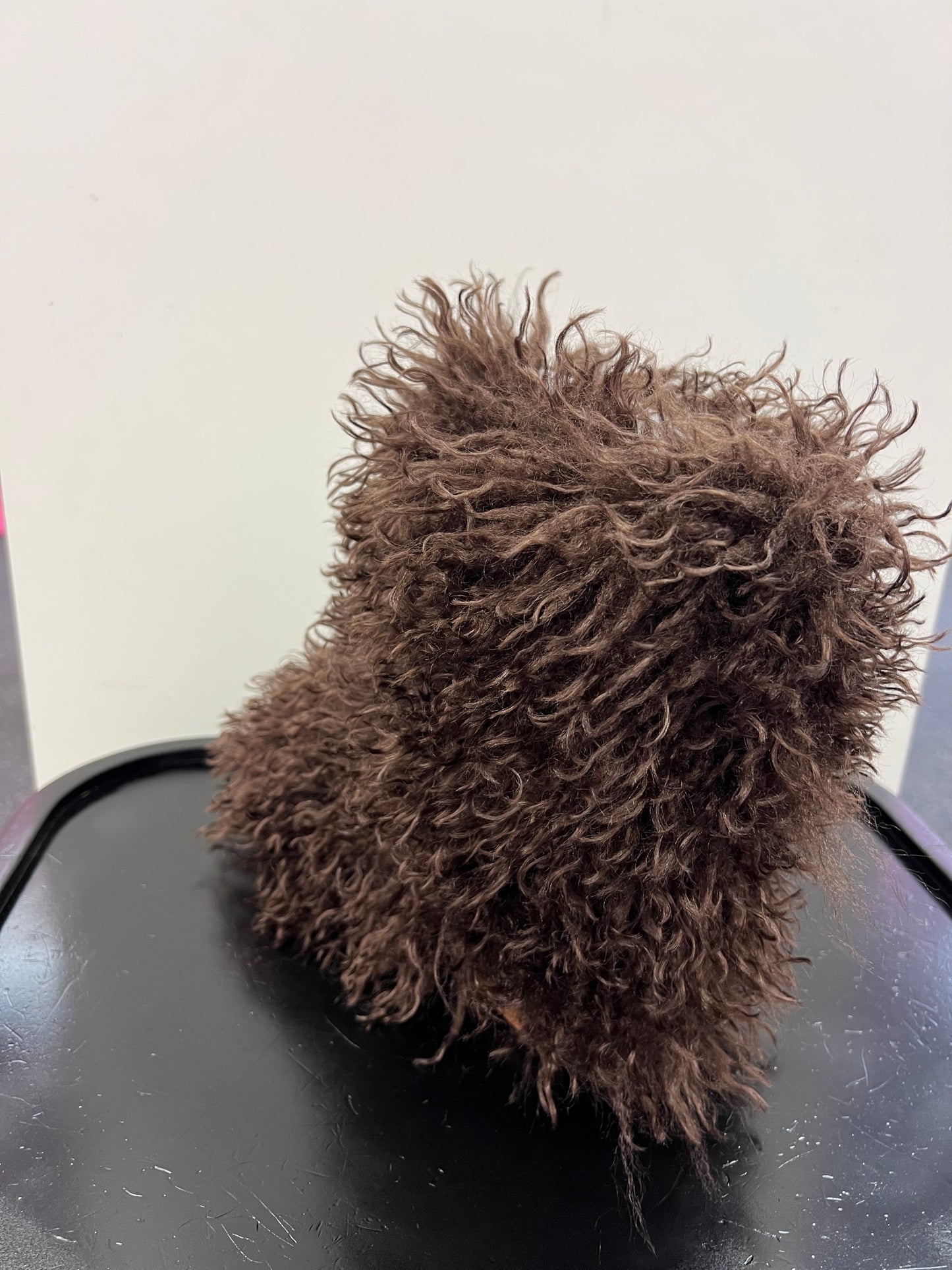 GOGO-3 BROWN CURLY FUR SLIP ON BOOTS