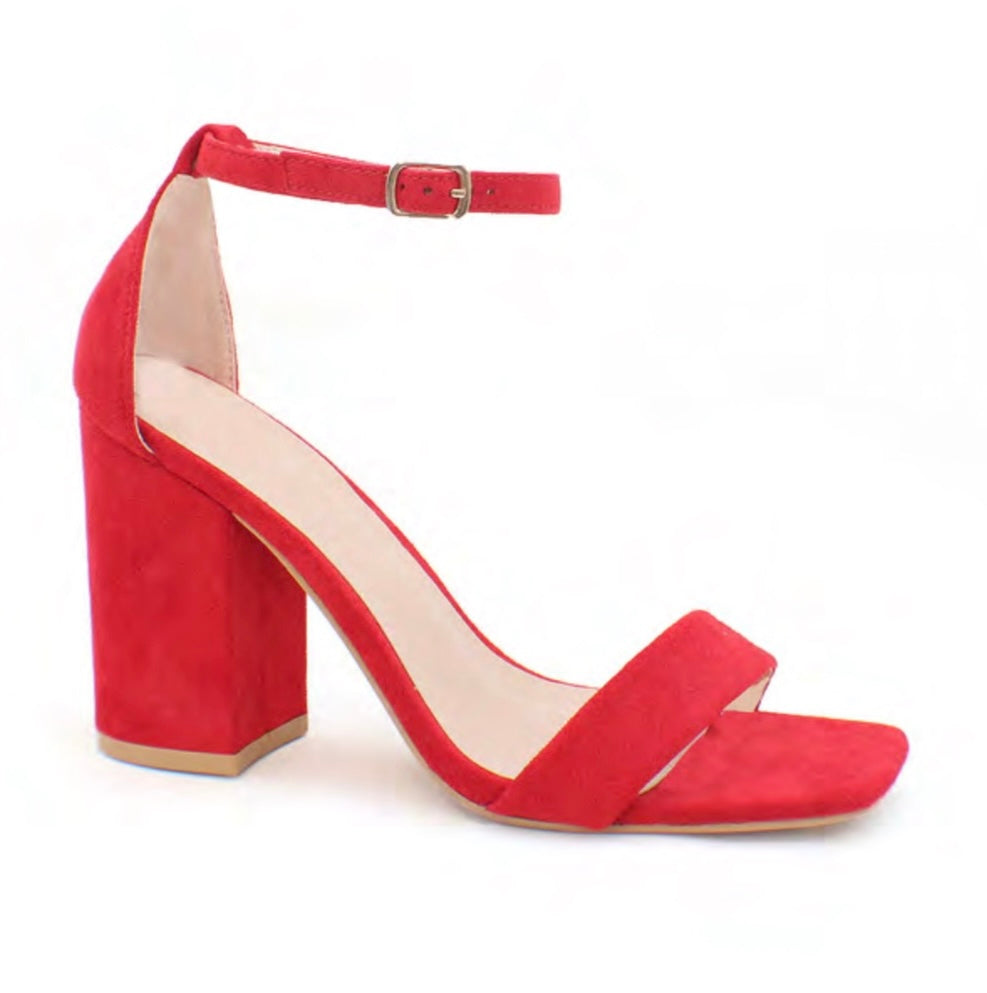 FRIDAY-108 Red Block Heel, Approx. 4"
