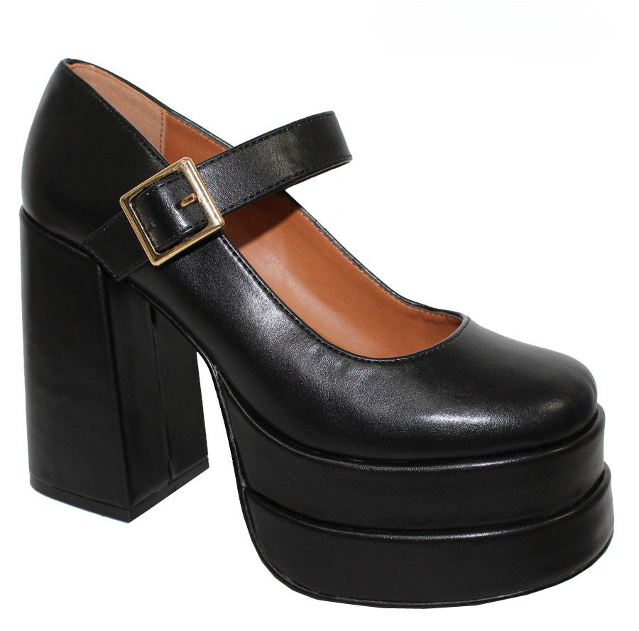ERYN-1 FAUX LEATHER PLATFORM MARY JANE BLACK