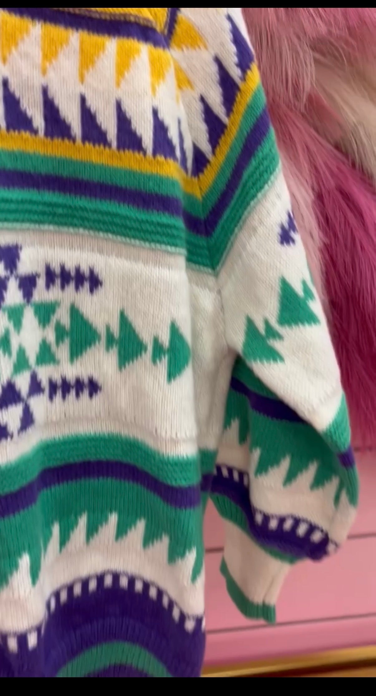 ALPINE MARDI GRAS SWEATER/VT81733 White Multi