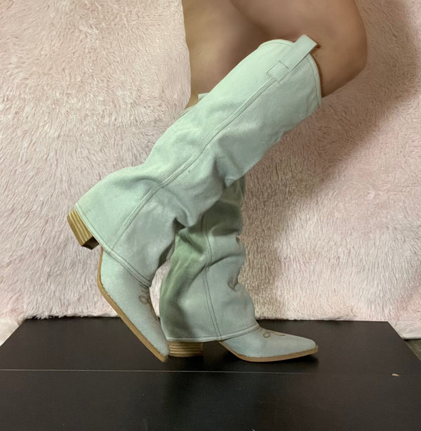 PAMELA Light Denim Cowboy Boots