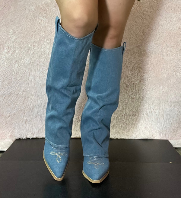 PAMELA Denim Cowboy Boots