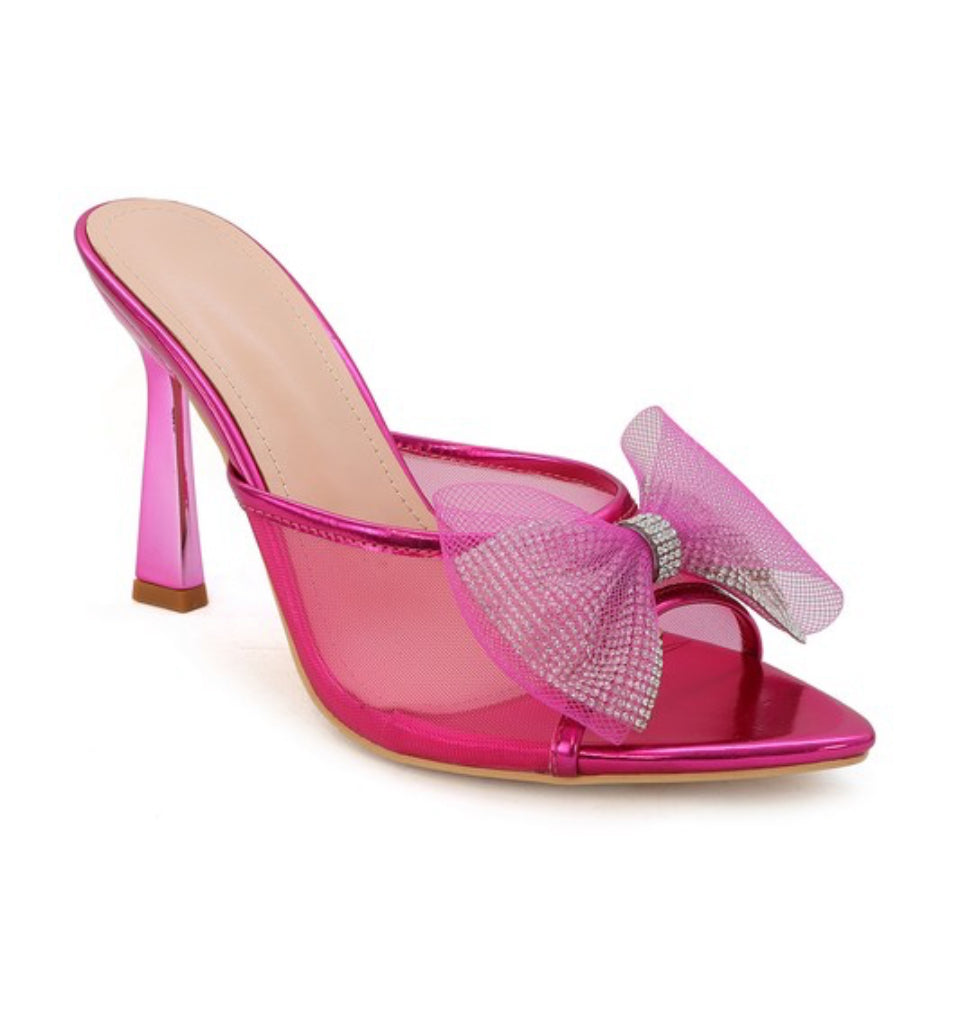 ARACELI-05 Fuchsia Pink Open Toe Mule
