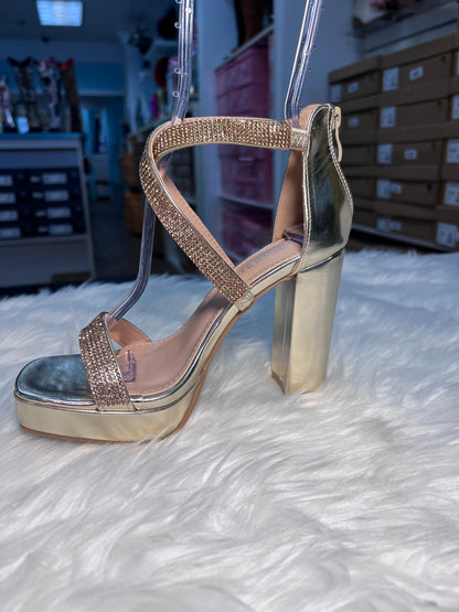 HEATHER GOLD Platform Chunky Heel Sandal