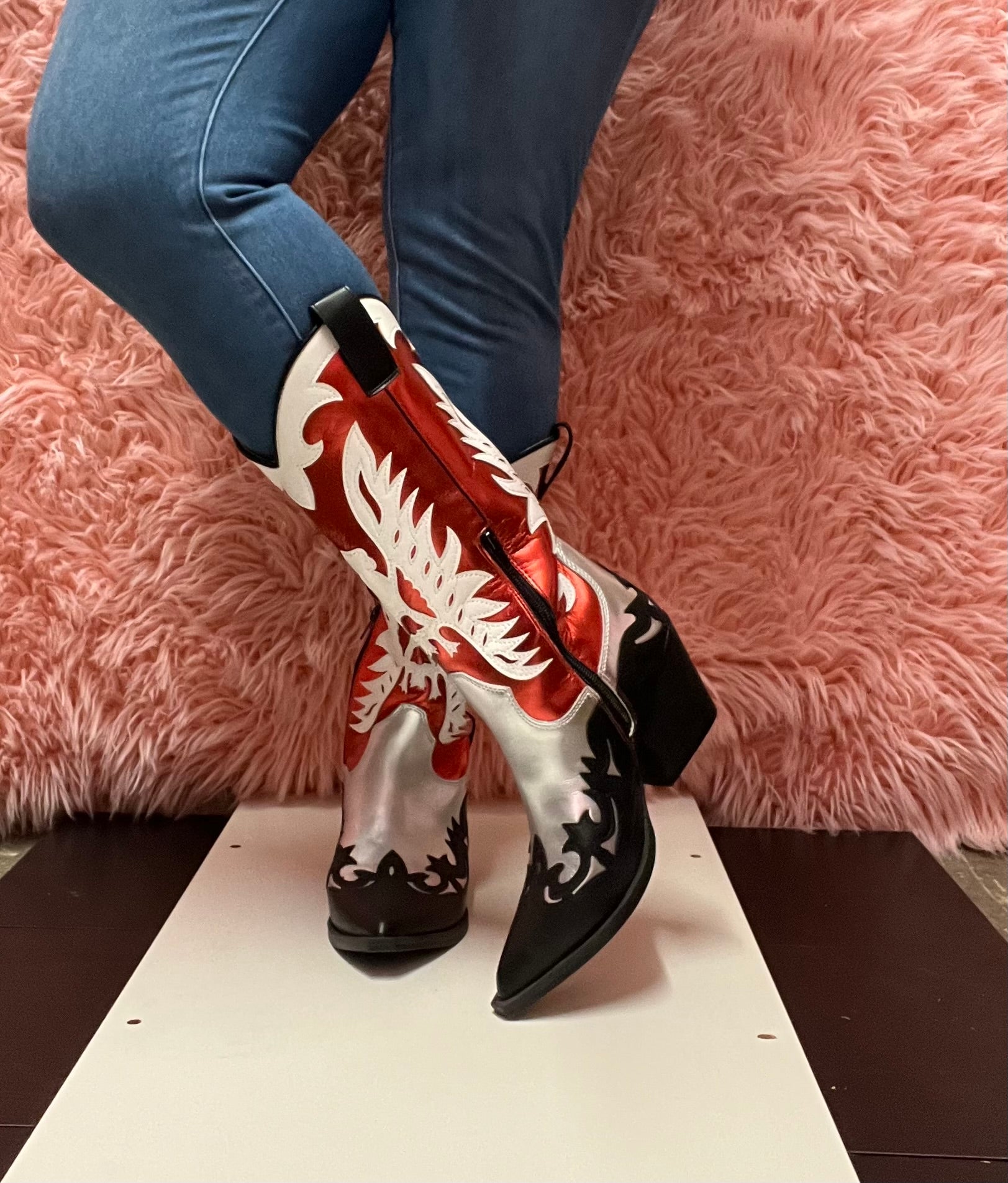 IDALY Red Multi Cowboy Boots