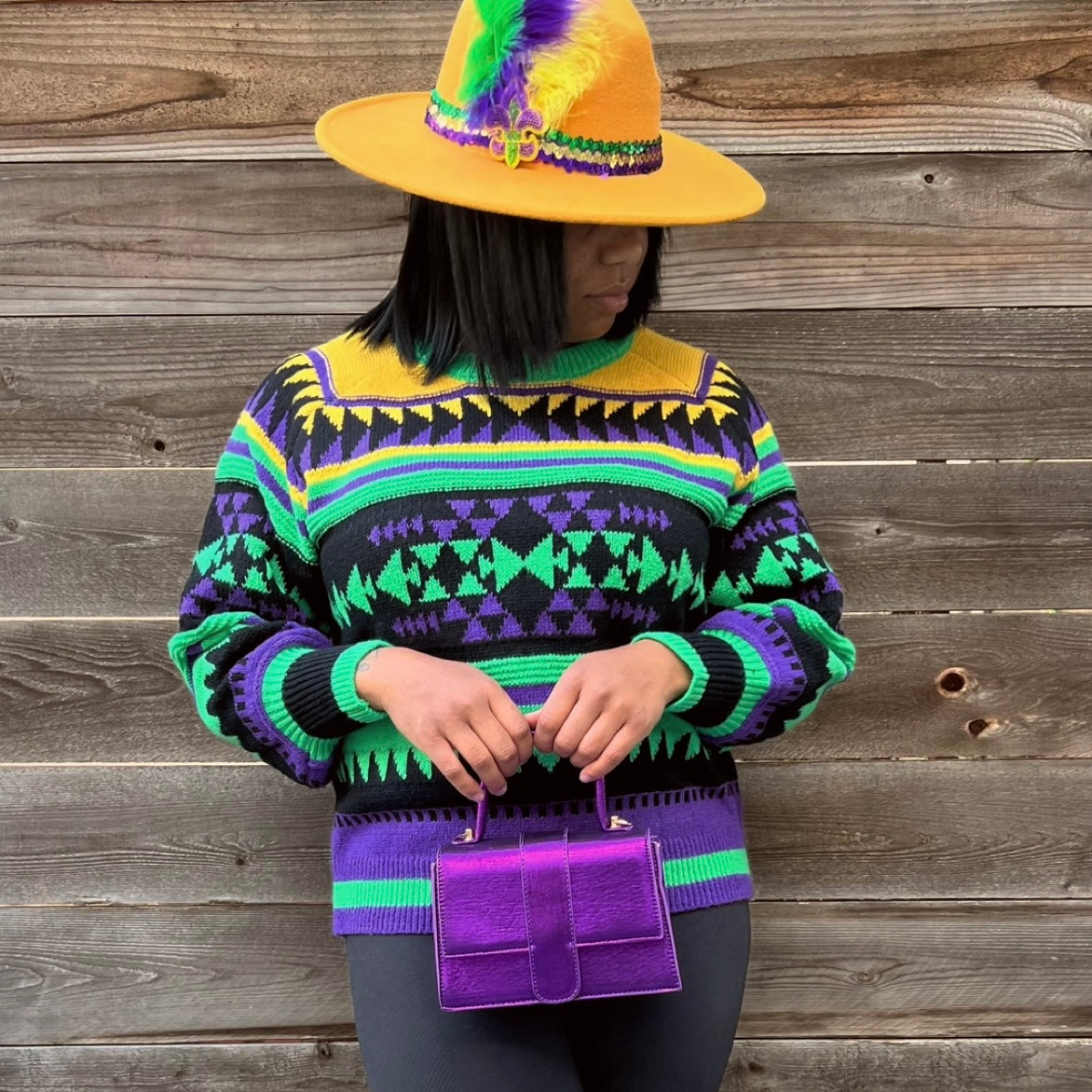 ALPINE MARDI GRAS SWEATER/VT81733 Black Multi - ShoeNami