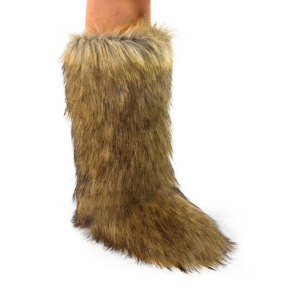GOGO-2 FAUX FUR CALF HIGH BOOTS NATURAL