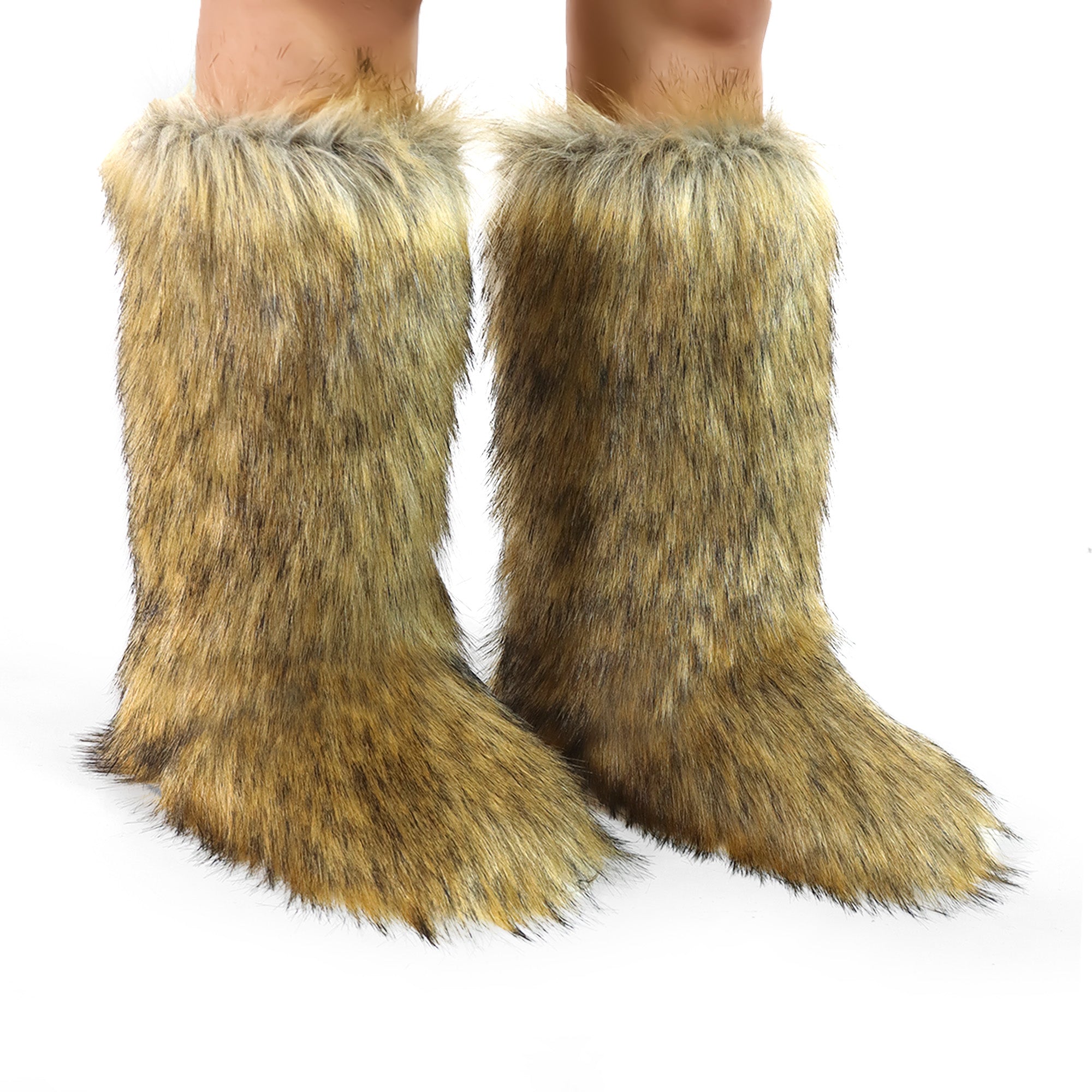 GOGO-2 FAUX FUR CALF HIGH BOOTS NATURAL