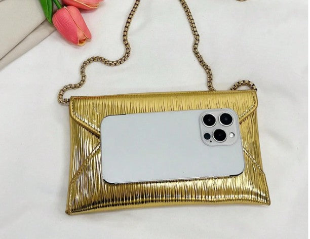 JADA GOLD TEXTURED FAUX LEATHER CLUTCH