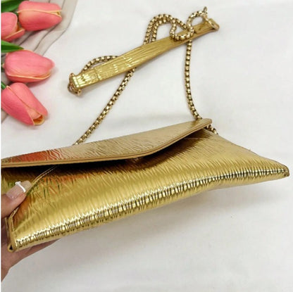 JADA GOLD TEXTURED FAUX LEATHER CLUTCH