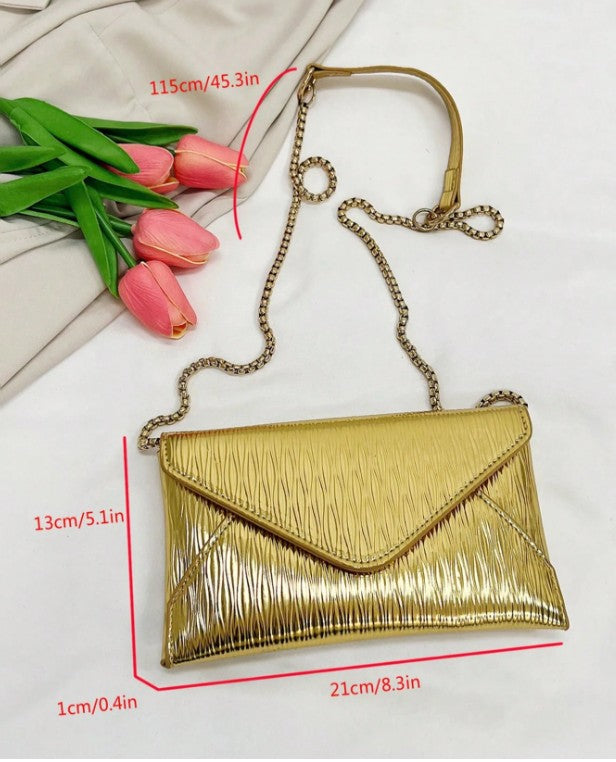 JADA GOLD TEXTURED FAUX LEATHER CLUTCH