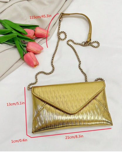 JADA GOLD TEXTURED FAUX LEATHER CLUTCH