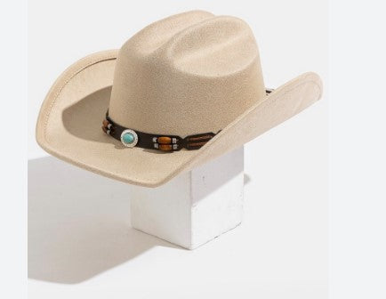 GALLOP COWBOY HAT KHAKI -faux suede cowboy hat