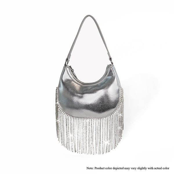 LEAH BAG Silver Metallic Faux Leather Bag - ShoeNami