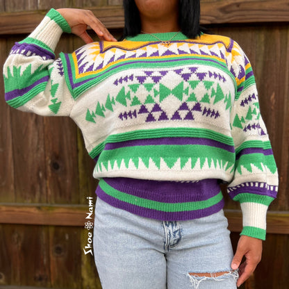 ALPINE MARDI GRAS SWEATER/VT81733 White Multi - ShoeNami