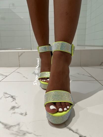 MARIA Yellow Rhinestone Encrusted Yellow Heel