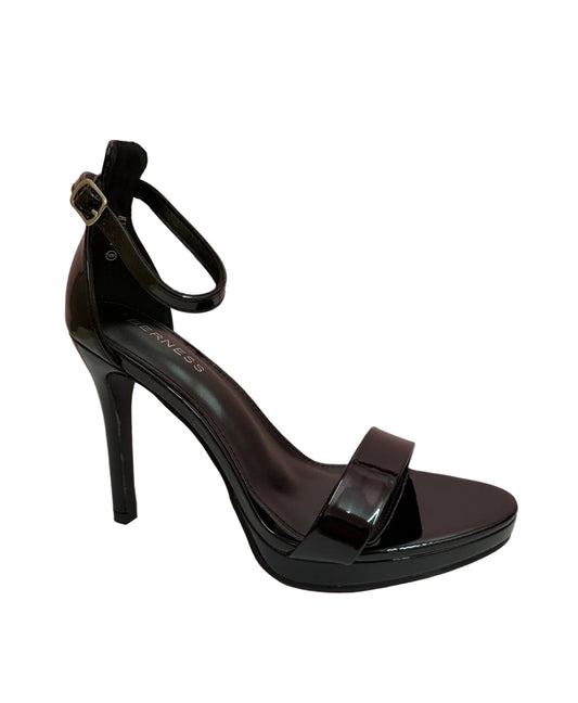 HILLARY PATENT FAUX LEATHER PLATFORM HEEL BLACK