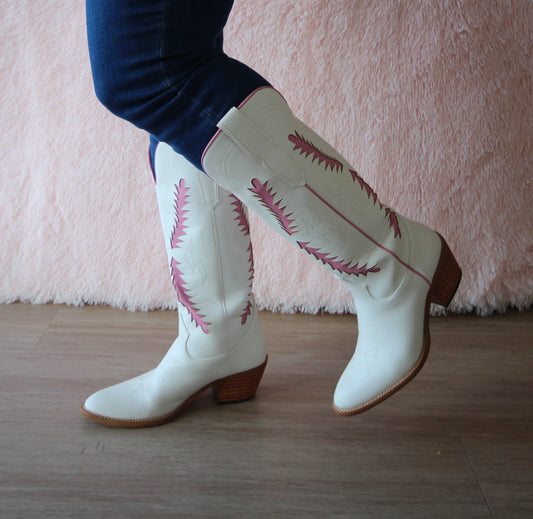 JADE Pink/White Cowboy Boot