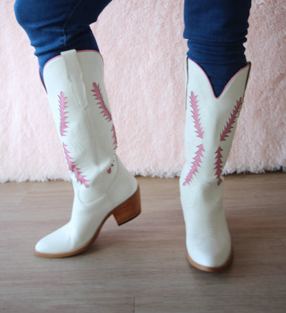 JADE Pink/White Cowboy Boot