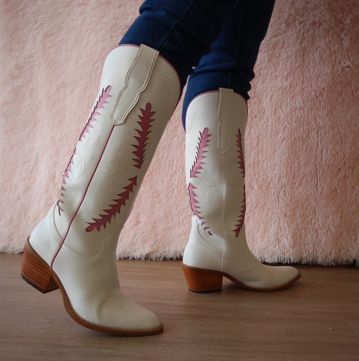 JADE Pink/White Cowboy Boot