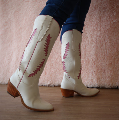 JADE Pink/White Cowboy Boot