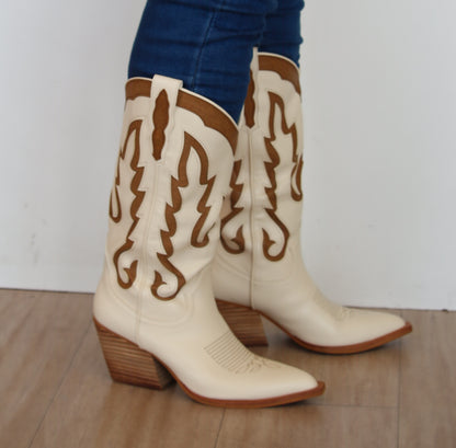 IDA White/Tan Cowboy Boot