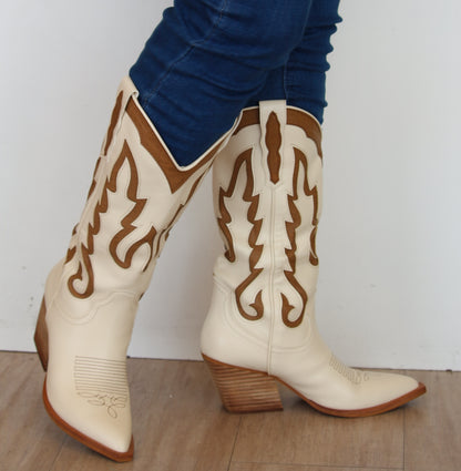 IDA White/Tan Cowboy Boot