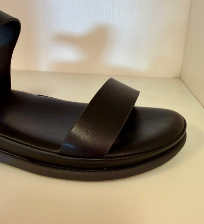 REXBURG-62 BLACK FAUX LEATHER CUSHIONED SANDAL