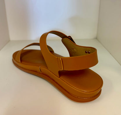 REXBURG-62 CAMEL FAUX LEATHER CUSHIONED SANDAL