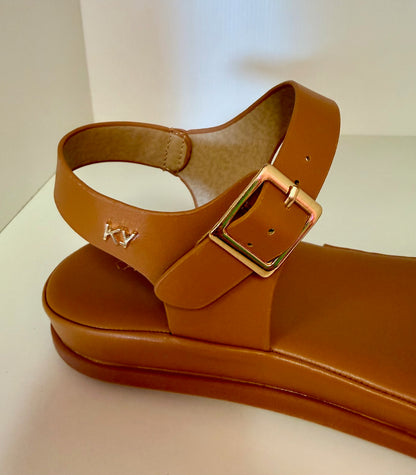 REXBURG-62 CAMEL FAUX LEATHER CUSHIONED SANDAL