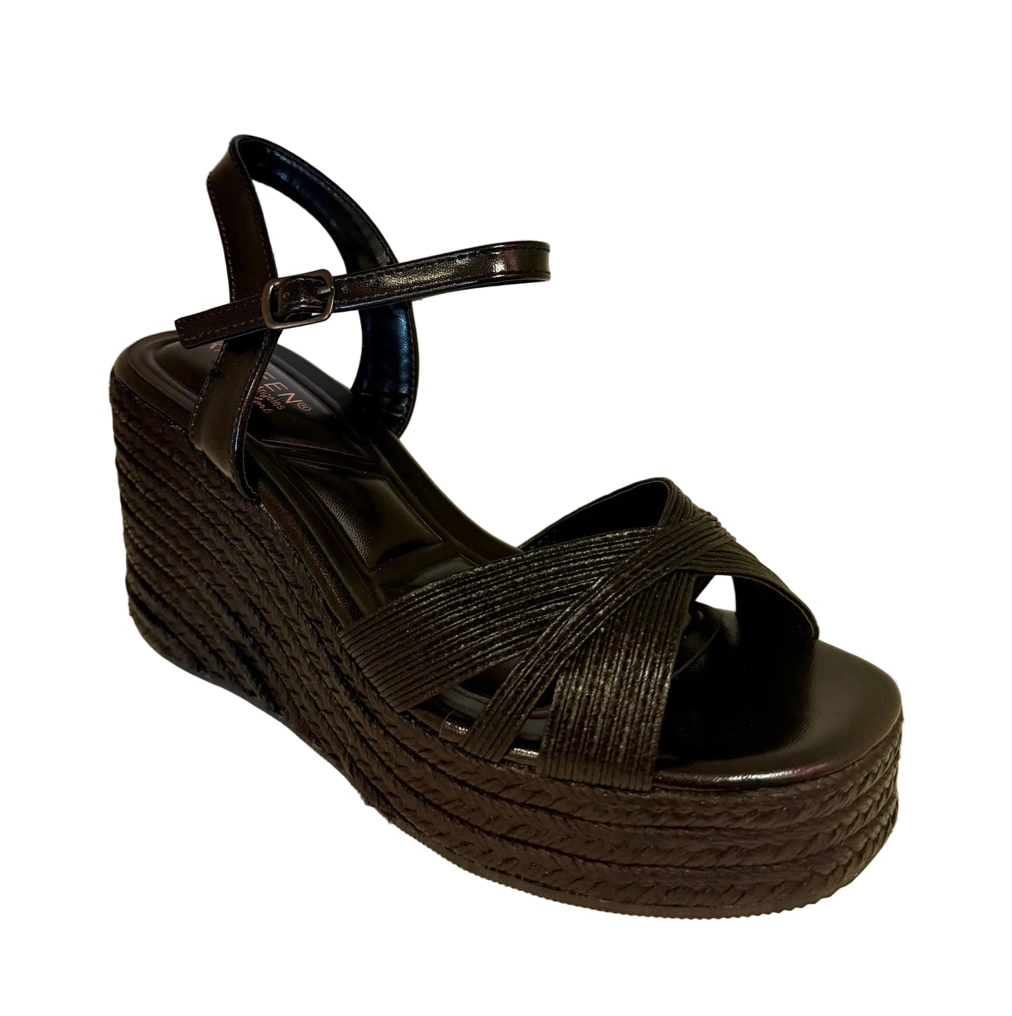 SAMMY-1 BLACK ESPADRILLE WEDGE SANDAL