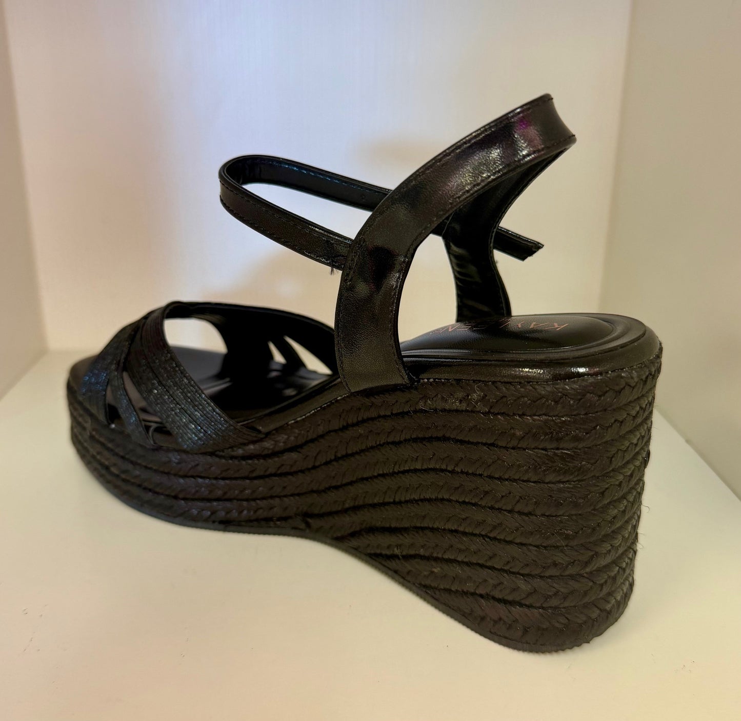 SAMMY-1 BLACK ESPADRILLE WEDGE SANDAL