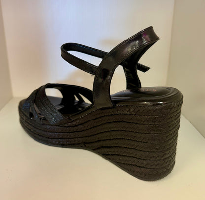 SAMMY-1 BLACK ESPADRILLE WEDGE SANDAL
