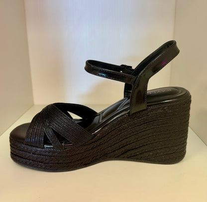 SAMMY-1 BLACK ESPADRILLE WEDGE SANDAL