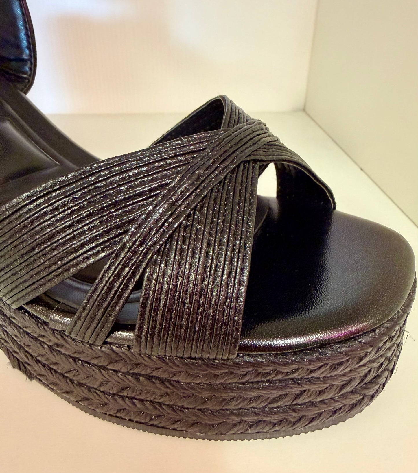SAMMY-1 BLACK ESPADRILLE WEDGE SANDAL
