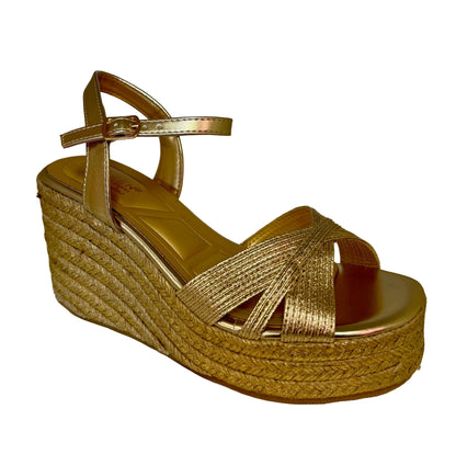 SAMMY-1 GOLD ESPADRILLE WEDGE SANDAL