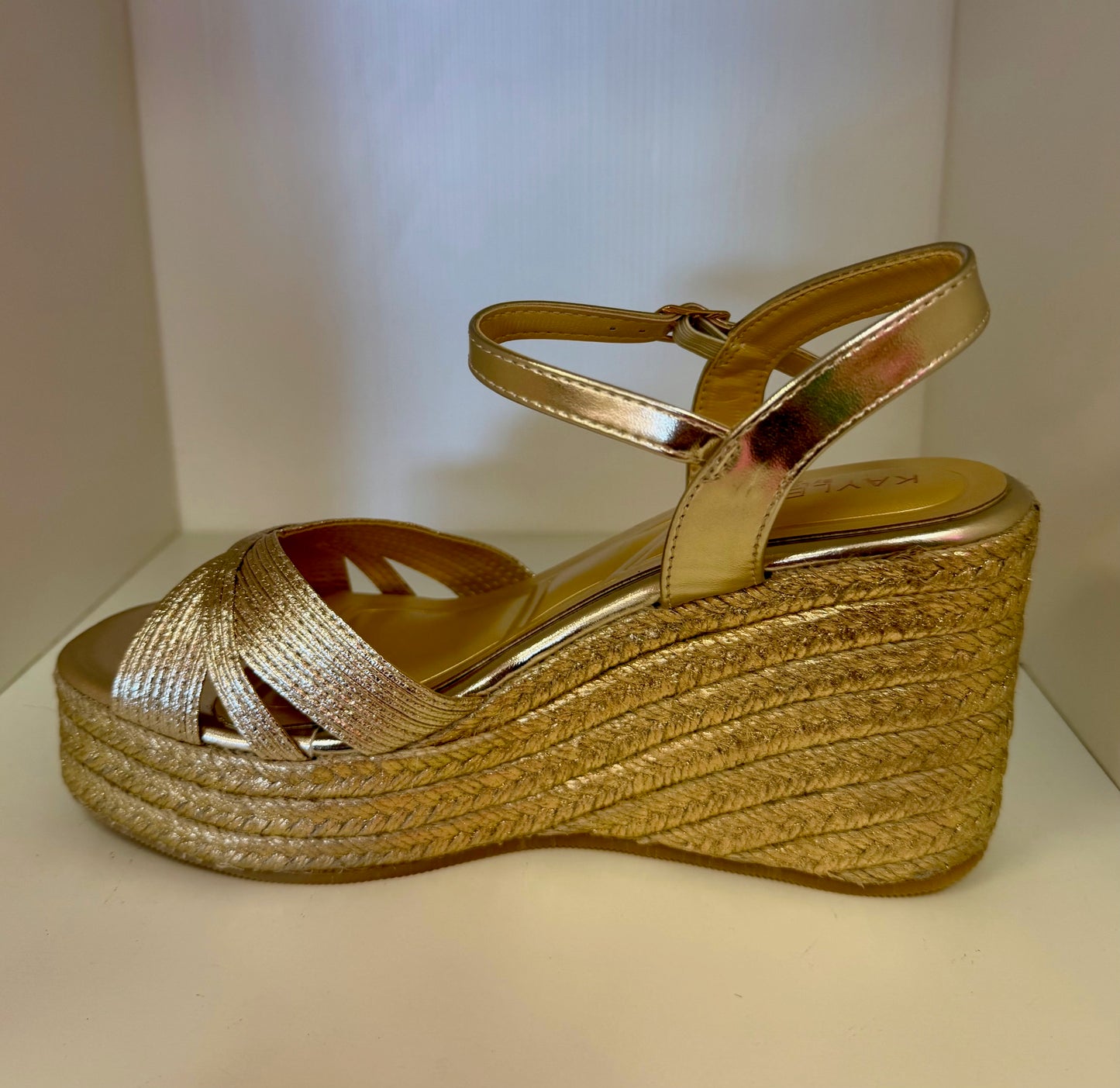 SAMMY-1 GOLD ESPADRILLE WEDGE SANDAL