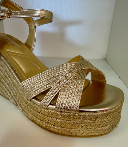 SAMMY-1 GOLD ESPADRILLE WEDGE SANDAL