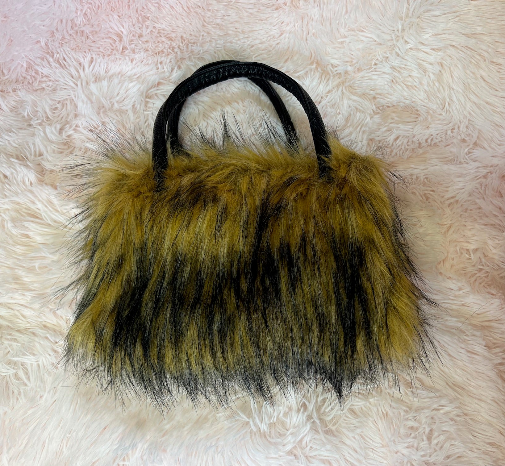 GEORGIA FAUX FUR SHOULDER BAG BROWN